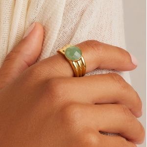 Gorjean Power Gemstone Reed Ring Size 7 - Aventurine for Luck